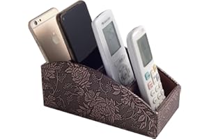 XNONE TV-Fernbedienungshalter mit 4 Fächern, PU-Leder, für Fernbedienung, Nachttisch, Dekoration, Aufbewahrungsbox für Brille, Pinsel, Stifte, Handys, Organizer (Vintage)
