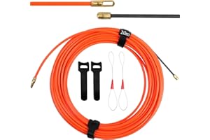 PRZRAO Sonda Passacavi, 20M Estrattore Cavi per Elettricista, 4mm Sonda Elettricista con 2 Molla di Guida, Estrattore Cavi Per Cavi Elettricista per dispositivi Threader condotto Rodder cavo (Arancione)