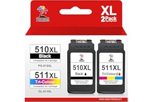 Palmtree PG-510 CL-511 Remanufactured Ink Cartridges - Replacement for Canon MP495, MP499, Pixma iP2702, MP230, MP235, MP280 (1 Black, 1 Tri-Color)