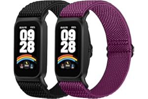 WNIPH 2 Piezas de Correas Elásticas Ajustables Compatibles con Xiaomi Smart Band 9 active/Redmi Smart Band 3, Correa de nailon elástica suave y cómoda adecuada para hombres y mujeres.