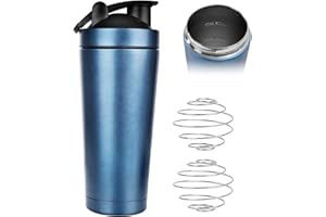 JOLIGAEA Coctelera de Proteína de Acero Inoxidable, Botella Mecedora de Proteína Capacidad 750 ml, Proteína Shaker, Botella de Fitness, Batidora Proteinas, a prueba de Fugas, Azul