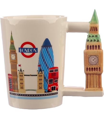 Vixar Bus Classic London Busses - Tazza colorata ad acquerello, colore: rosso