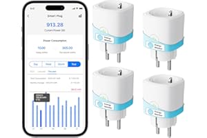 Meross Smart WLAN Socket with Current Measurement 16 A, Timer Socket with Voice Control, Remote Access, Smart Home WiFi Socket Compatible with Alexa, Google Home, SmartThings, Pack of 4