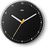 Braun Klasik analog duvar saati sessiz kuvars mekanizması, iyi okunabilir, 23 cm &ccedil;ap, siyah model, BC26B.