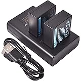 DSTE 2x NP-W126 Replacement Battery + Dual USB Charger with LCD Display Compatible with NP-W126S and FUJI HS30 EXR,HS30EXR,HS