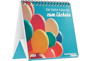 Alpha Edition - Der kleine Kalender zum Lächeln 2026 – Tischkalender 14×12 cm mit 12 fröhlichen Motiven & Sprüchen, dekorativer Aufstellkalender für Zuhause, Büro & als Geschenkidee