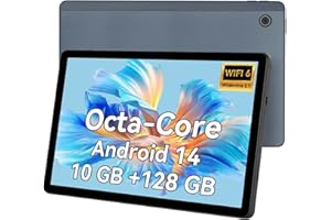 Yicty Tablet 11 pollici 8 Core Android 14 Tablet PC 10 GB + 128 GB 1 TB di espansione 1280 x 800 HD IPS Touchscreen 5 MP + 8 MP Doppia fotocamera 6800 mAh Widevine L1 Face ID Wi-Fi Bluetooth (Grigio)