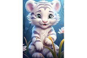 HAEPXYBY Pintura de Diamantes 5D DIY Kit Completo,Tigre blanco B-Bordado en Punto de Cruz,Diamantes de Imitación de Cristal,Cuadros Artísticos en Lienzo,Pintura por Números para Adultos Niños Decoración Hogar