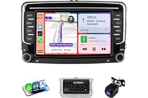 Haudio Autoradio Android pour VW Golf 6, Passat, Polo et Skoda, 7 Pouces écran Tactile avec sans Fil Apple CarPlay, Android Auto, Bluetooth, GPS, Mirror Link, WiFi, FM/AM/RDS/SWC