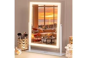 ‎FENCHILIN FENCHILIN Hollywood Spiegel 3 Farbiges Dimmbares Licht Schminkspiegel mit Beleuchtung Smart Touch Steuerung Spiegel mit Beleuchtung 360° Drehung 10x Vergrößerung Schminkspiegel 30 x 41 cm