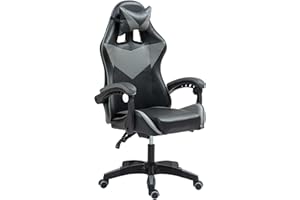 shine planet Gaming Chair Ergonomic Drafting Chair Tall Office Chair with Lumbar Support and Adjustable Footrest Headrest Height-Adjustable and Adjustable Reclining (Gaming Chiar, Black+Grey)