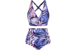 Hanna Nikole Women's Plus Size High Waist Bikini Set Push Up Swimsuit Ruched Tummy Control Swimwear Two-Piece Swimsuit