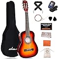 ADM 1/4 Guitare pour Enfants Guitare de Concert Junior pour Débutants Avec Accordeur à Clip, Sac, Sangle, Cordes Supplémentaires et Médiators, Sunburst