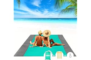 NABIYE Coperta da spiaggia Coperta Impermeabile Tappeto Picnic,Coperta da Picnic Extra Large, Tappetino da Picnic, con 4 chiodi fissi fixed per Picnic, Spiaggia, Viaggi e Altro Verde(210 * 200CM)