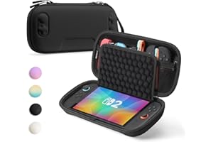 SQERO Etui pour Nintendo Switch 2 Model (2025), Conception améliorée en nid d'abeille Antichoc, Housse Sacoche de Transport à Coque Rigide Anti Cho, 10 Cartouche de Jeux (Noir)