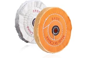 LEONTOOL 2 sztuki 6" tarcza polerska do szlifierki stołowej koła polerskie otwór drzewa 1/2" biała i żółta bawełniana podkładka polerska do polerowania metalu, motoryzacja