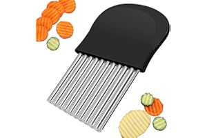 HUAJIAO Wellenschneider,14x9,5 cm Riffelmesser Wellenmesser Kinder Wellenschnittmesser Gurkenschneider Pommesschneider Kartoffelschneider Beikost Zubehör Edelstahl für Pommes Kartoffeln Gemüse Obst Gurken