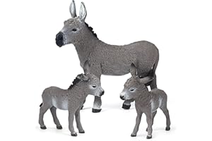 ELECLAND 3 szt. figurki osiołków, zabawki, gospodarstwo rolne, osioł, zwierzę, pokrywki na ciasto na przyjęcie urodzinowe, Boże Narodzenie, dekoracja stołu