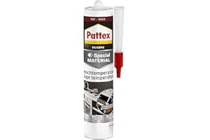 Pattex Ofen und Kamin Silikon rot, zum Abdichten und Kleben von Ofenrohren, Klima- und Heizgeräten, Backofenscheiebn oder Ceranfeldern, 1x300ml