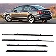 Jiawu Car Window Weatherstrip Trim, Door Window Belt Weatherstrip 4 Piece Set, 72450 TR0 A01 Moulding Trim Belt for Civic Sedan 2012 to 2015, Car Window Moulding Trim