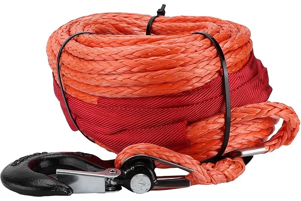 Longzhuo Corde de Treuil Synthétique Robuste 3/8 in Capacité de Rupture de 23 000 LB, Faite de Nylon Tressé à 12 Brins pour 4 Roues Motrices Hors Route, VTT, UTV, VUS, Bateau