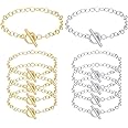 10Pack Bracelet Chains for Jewelry Making 7.6" Gold & Silver Chain for Jewelry Making with OT Buckle Link Round Link Chain Bracelet for Women DIY Gifts