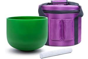 KVKA 432hz Kristall Klangschale Green Farbe F Note Heart Chakra 10 Zoll mit Tragetasche