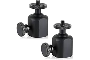 Folgtek Kugelkopf Mini Ball Head Stativkopf mit 1/4 Blitzschuhadapter, 360° Drehbar Ball Head mit Hot Shoe Apdater zum Camera Camcoder LCD Monitor, Mikrofon, LED Licht usw. (Schwarz x2)