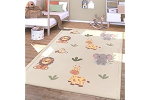 TT Home Tappeto Stanza Bambini Polkadot Lavabile Antiscivolo Soft, Colore:Verde Beige Giallo, Dimensione:80x150 cm