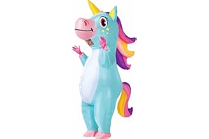 Spooktacular Creations Aufblasbares Einhorn Kostüm Ganzkörper, Einhorn Air Blow-up Kostüm für Halloween Party Cosplay Fasching Karneval - Erwachsenengröße