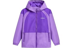BuyiRen Boys Girls Waterproof Jacket Rain Jackets Hooded Raincoat Lightweight Mesh Lined Rain Coats for Kids, 5-16 Years