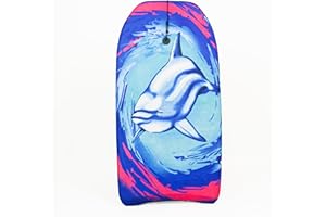 Koopp Large 36” Foam Surfboard with Leash & Strap, Multicoloured | Large Kids & Adults Bodyboard | Lightweight & Durable Beach Board, Swimming & Surfing Accessory | Beginner Bodyboard, Adults & Teens