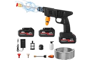 EXSIVEMY Cordless Portable Pressure Washer with 2 Batteries, 600PSI Cordless Power Washer, 48V Battery Jet Wash for Car Garden Home Patio Driveways, 32.8FT Hose Included