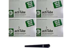 kogu actiTube - Juego de filtros de carbón activo con 2 tapas de cerámica, 8 mm, incluye funda J (4 x 100 (400))