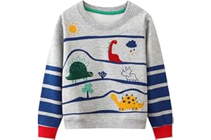Dinopjs Kinder Jungen Pullover Sweatshirt Süß Langarm Baumwolle Dinosaurier Cartoon Jurassic Planeten Bagger Kran Muldenkipper Traktor Winter & Frühling Weihnachten Warm Oberteile 2-7 Jahre