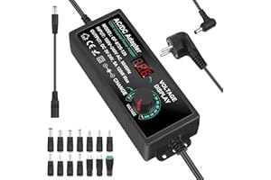 Alimentatore Universale 5A 120W, Vankarr Regolabile DC 3V-24V Adattatore di Alimentazione, Ingresso 100V-240V AC a DC con 14 Connettori e Convertitore di Polarità, Max 5A