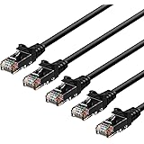 Rankie RJ45 Cat6 Snagless Ethernet Patch Cable, 5-Pack, 0.3m, Black