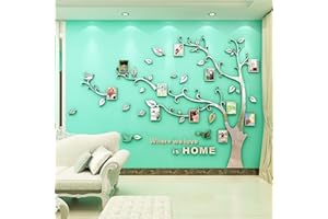 AIVORIUY 3D Adesivi Murali Albero Della Vita da Parete, Fai da te Cornici Foto Sticker Decorazioni Murale per Soggiorno Asili Nido Bambini Stanze Camera da Lett (M: 210x150cm, Specchio Argento R)