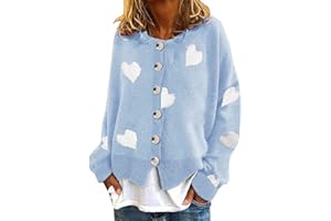 HULKAY Women's Floral Print Long Sleeve V-Neck Sweaters Button Down Ribbed Cuffs Knit Cropped Cardigan Sweater