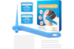 WHALINE Zestaw do usuwania brodawek trzonkowych – łatwe usuwanie odrostków skóry i śladów skóry – zestaw 2 w 1 z taśmami do etykiet skórnych 1-8 mm – bez bólu w domu na szyi, pachy i ciało