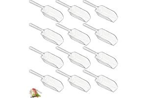SYYLQYR 12PCS Ice Scoop, Multi-Purpose Clear Scoops Multipurpose Scooper, for Ice Powder Flour Ideal for Candy Buffet Ice Cream Coffee Tea Dog Food Dessert, Size 11cm*3cm