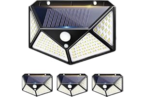 EYESGOOD Luz Solar Exterior con Sensor de Movimiento, 4 Paquetes Focos LED Lampara IP65 Impermeable Potentes Lampara para Jardin Terraza