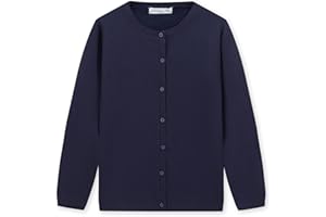 CUNYI Pull pour Fille Gilet à Boutons Cardigan Léger Uniforme Scolaire Manteau Casual Mignon