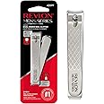 Revlon Dual-Ended Nail Clipper for Men, Straight and Curved Edges, For Fingernail and Toenail Trimming, Stainless Steel, 1 Count