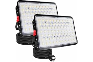 Indmird Focos LED Exterior 200W, 2 Piezas 20000LM Blanco Frío 6500K Proyector Led Exteriors IP66 Impermeable Foco Proyectors Led, Luces led exterior para Casa, Garaje, Patio, Camino, Jardín, Terrazas