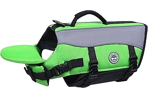 VIVAGLORY Dog Life Jacket with Removable Front Float, Life Vest with Reflective Trims & Extra Padding for Swimming & Boating, Bright Green, XS