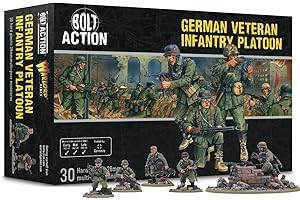 Warlord Games German Army Veterans Infantry Platoon - 28mm Scale Plastic Miniatures for Bolt Action Highly Detailed World War 2 Miniatures