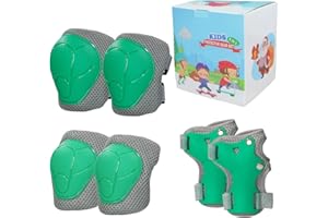 LANOVAGEAR Protecciones Set para Niños 2-8 Años Ajustables Rodilleras, Coderas y Muñequeras para Bicicletas, Patinetas, Scooters, Patinaje, Escalada en Roca