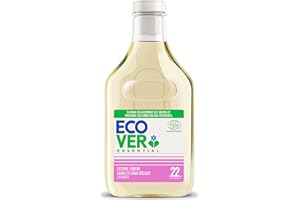 Ecover Essential Lessive Liquide Laine et Soie, Spécial Peaux Sensibles, Pour Linge Delicat, Parfum Lavande, 22 Lavages, 1L