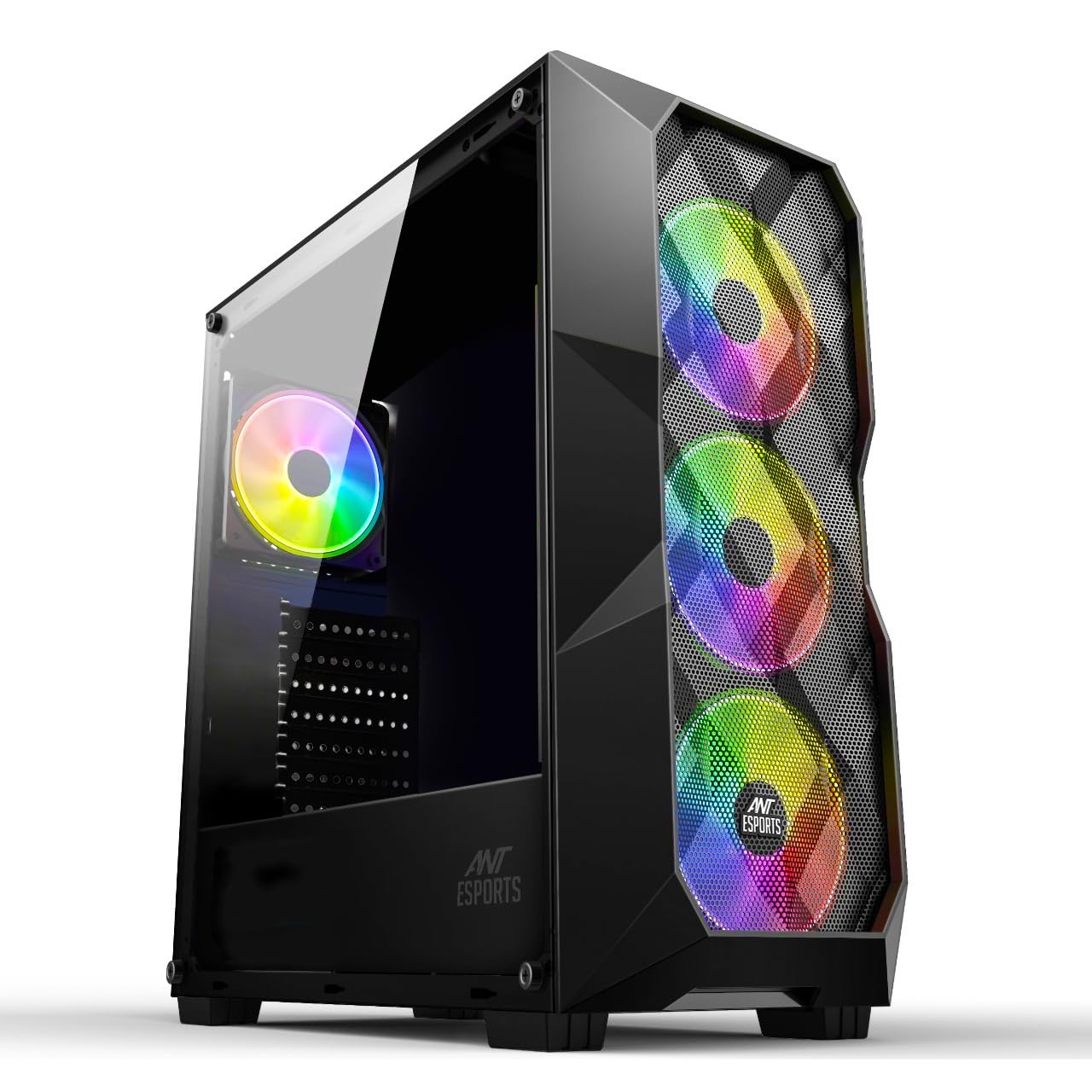 Ant Esports ICE- 300 Mesh Mid-Tower Computer Case/Gaming Cabinet - Black | Support ATX, Micro-ATX, Mini-ITX | Pre-Installed 3 Front Fans and 1 Rear Fan